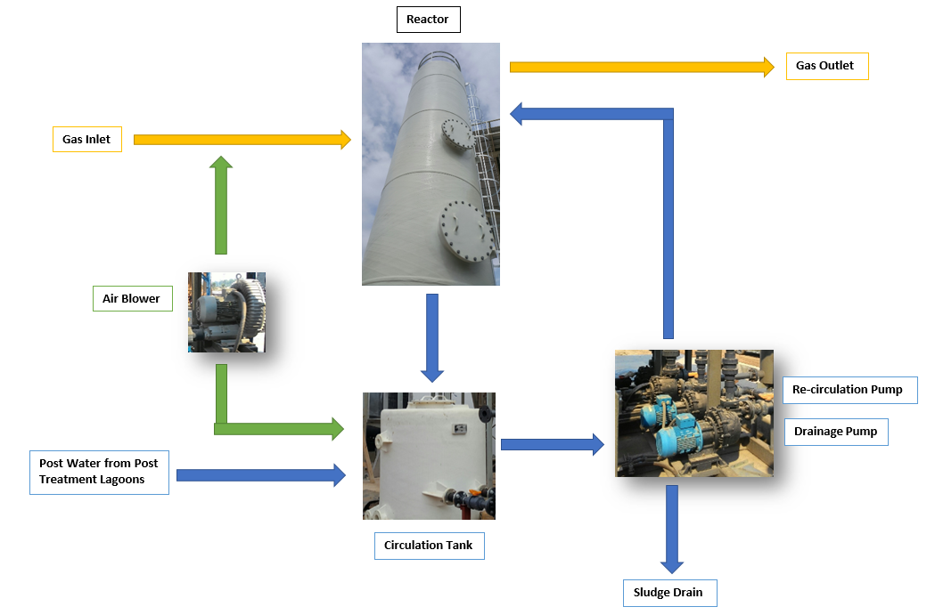 เทคโนโลยีระบบลดปริมาณก๊าซไฮโดรเจนซัลไฟด์ Hydrogen Sulfide (H2S) Bio-Scrubber Unit